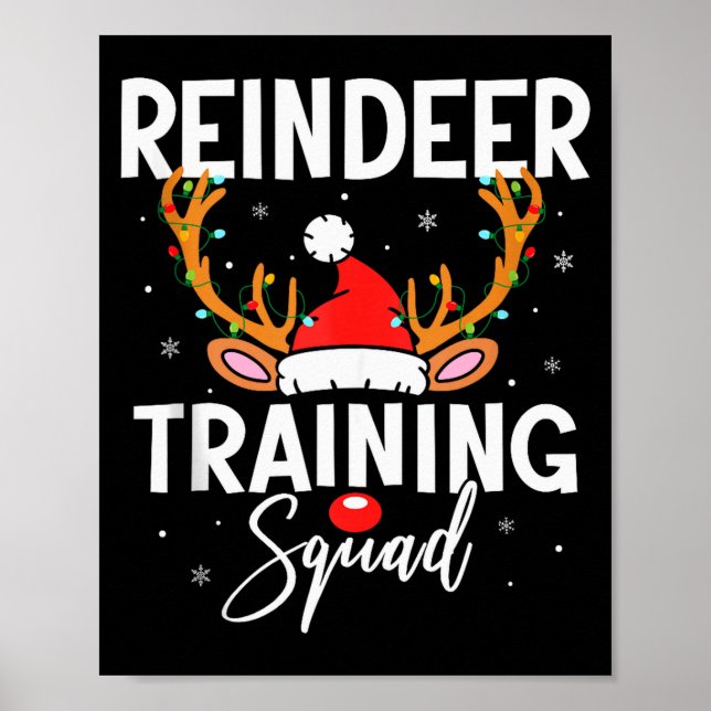 Christmas Running Team Funny Reindeer Training Squ Poster (Vorne)