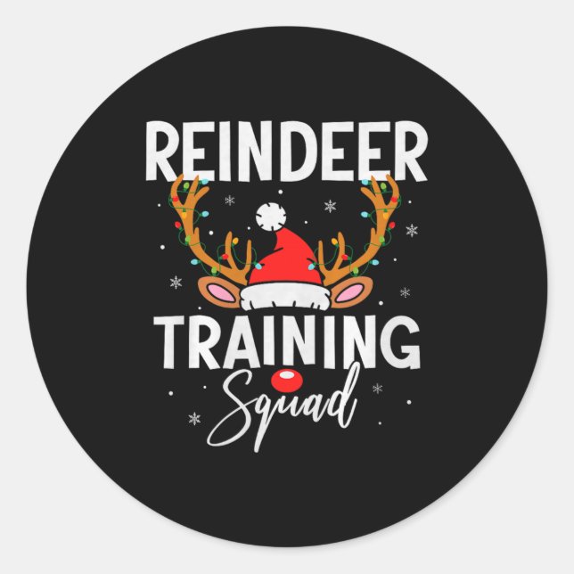 Christmas Running Team Funny Reindeer Training Squ Runder Aufkleber (Vorderseite)