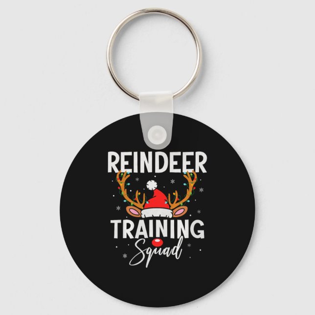Christmas Running Team Funny Reindeer Training Squ Schlüsselanhänger (Vorderseite)