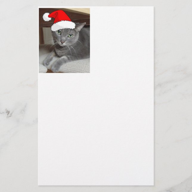 Christmas Russian Blue Gray Cat Briefpapier (Vorderseite)