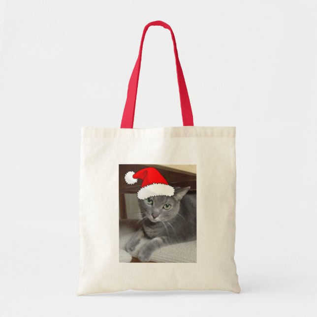 Christmas Russian Blue Gray Cat Tragetasche (Vorne)