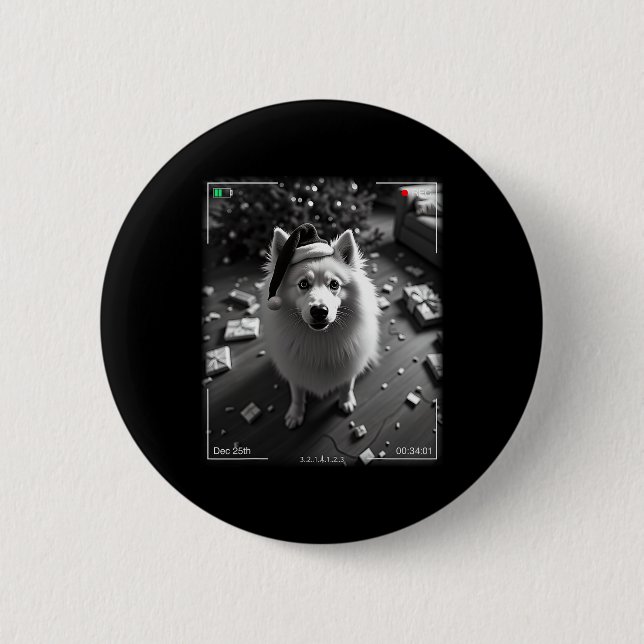 Christmas Samoyed Caught On Camera  Button (Vorderseite)