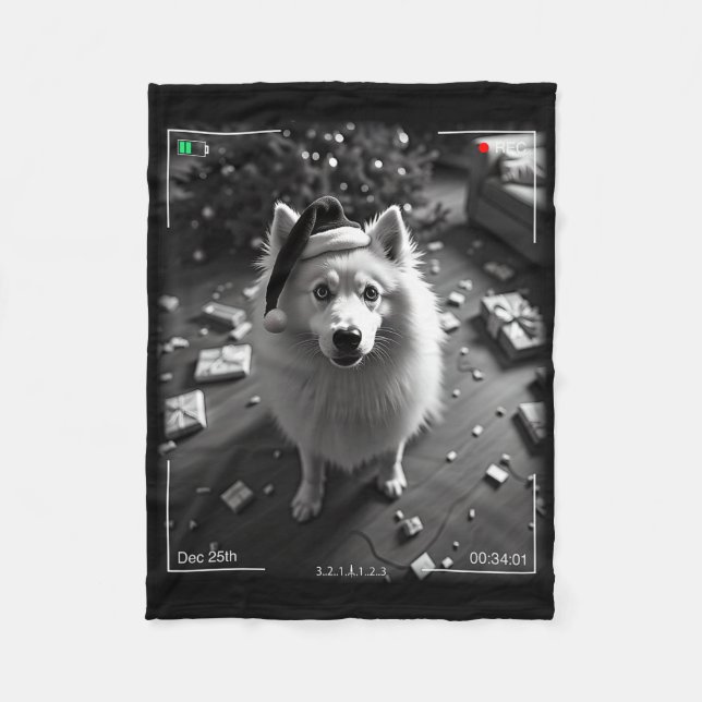 Christmas Samoyed Caught On Camera  Fleecedecke (Vorderseite)