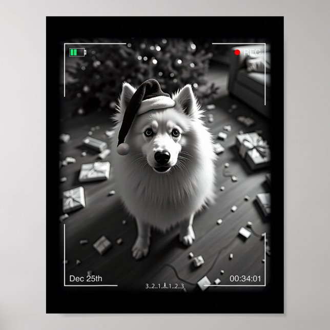 Christmas Samoyed Caught On Camera  Poster (Vorne)