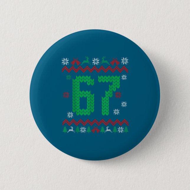 Christmas Santa 67 Six Seven Meme Ugly Sweater  Button (Vorderseite)