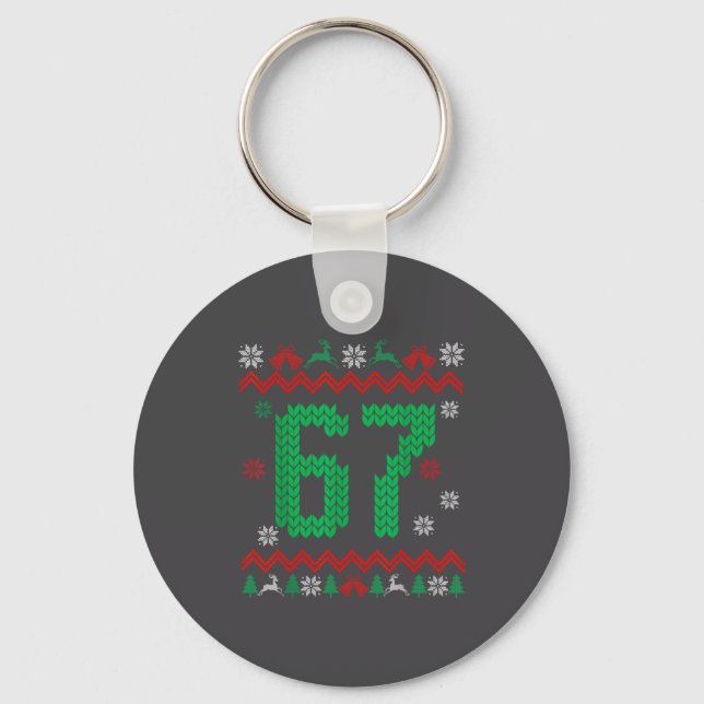 Christmas Santa 67 Six Seven Meme Ugly Sweater  Schlüsselanhänger (Vorderseite)