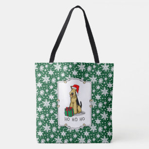 Christmas Santa Airedale Terrier HO HO Niedlich Tasche