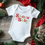 Christmas Santa Baby Niedlich Moderne Typografie Baby Strampler<br><div class="desc">Weihnachten Weihnachtsmann Niedlich Einfache moderne Typografie Script Baby Bodysuit Der Text "Santa Baby" ist in modernen rot-grünen Schrift Schriftzeichen Schrift Typografie mit Sternen. Ideal für ein Baby zu Weihnachten,  Babyduschen oder Urlaubsgeschenke. Entworfen von ©Evco Holidays www.zazzle.com/store/evcoholidays</div>