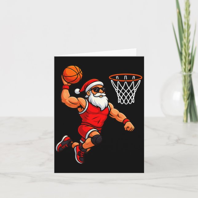 Christmas Santa Basketball Player Dunking Basketba Karte (Vorderseite)