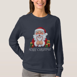 Christmas Santa Candy Cane Heart T-Shirt