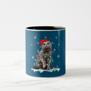 Christmas Santa Cat British Shorthair Cat Lover Zweifarbige Tasse