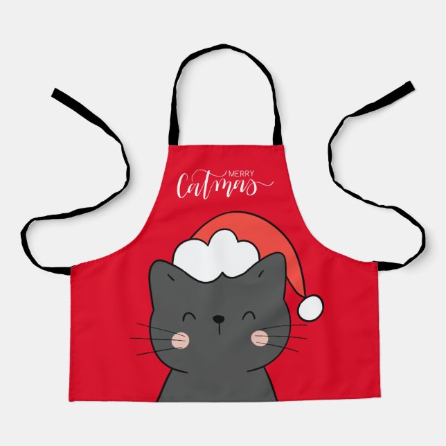 Christmas Santa Cat Merry Catmas Schürze (Vorderseite)