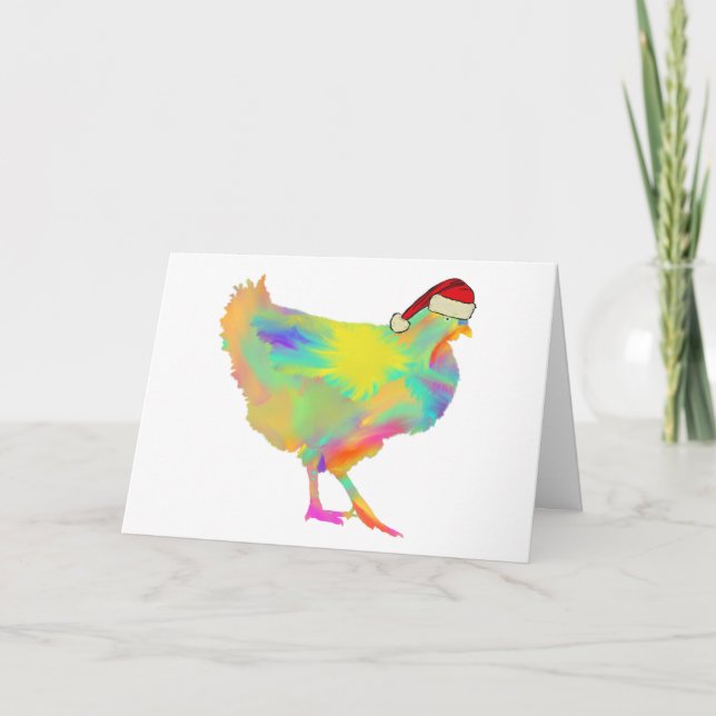 Christmas Santa Chicken Funny Festivals Hen Spaß Karte (Vorderseite)