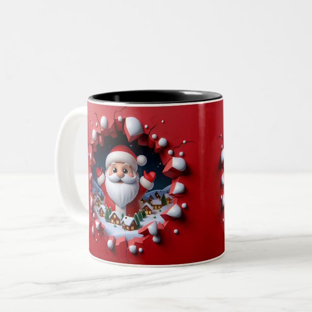 Christmas Santa Claus 3D Mugs| Merry Christmas Mug (Devant gauche)
