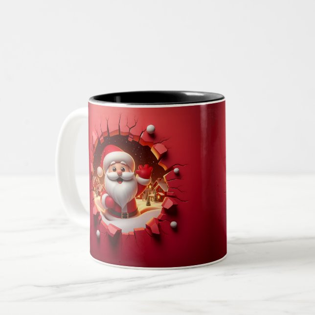 Christmas Santa Claus 3D Mugs Merry Christmas Mug Zweifarbige Tasse (Vorderseite Links)
