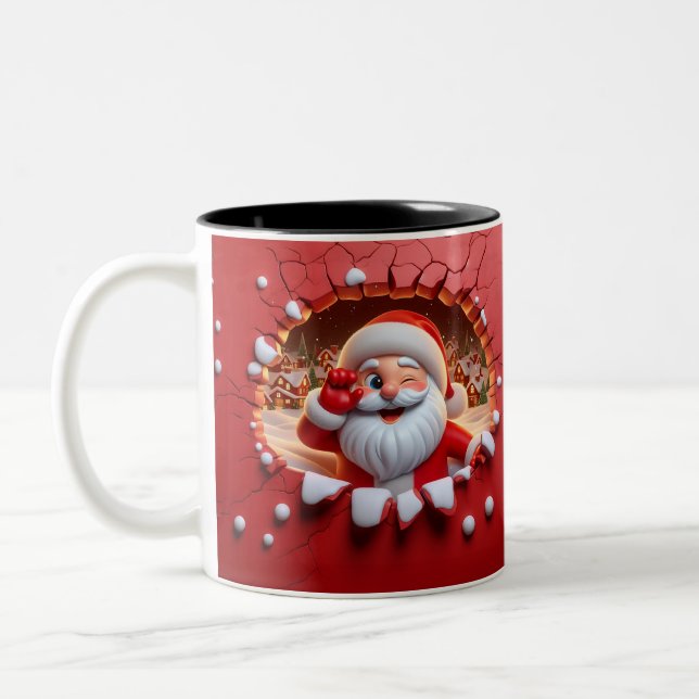 Christmas Santa Claus 3D Mugs Merry Christmas Mug Zweifarbige Tasse (Links)