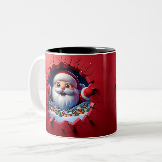 Christmas Santa Claus 3D Mugs Merry Christmas Mug Zweifarbige Tasse (Vorderseite Links)