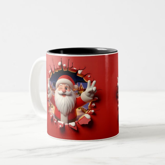 Christmas Santa Claus 3D Mugs Merry Christmas Mug Zweifarbige Tasse (Vorderseite Links)