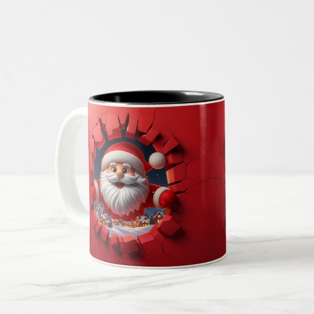 Christmas Santa Claus 3D Mugs Merry Christmas Mug Zweifarbige Tasse (Vorderseite Links)