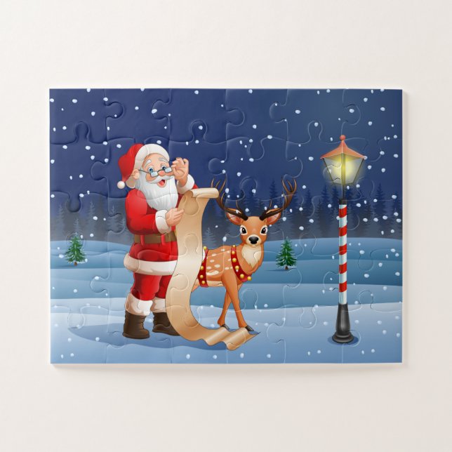 Christmas Santa Claus And Reindeer Holidays | (Horizontal)