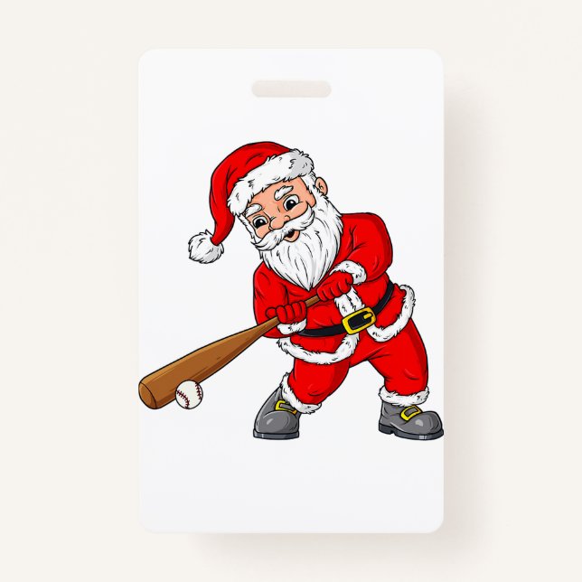 Christmas Santa Claus Baseball Pitcher Boys Kids T Ausweis (Vorderseite)