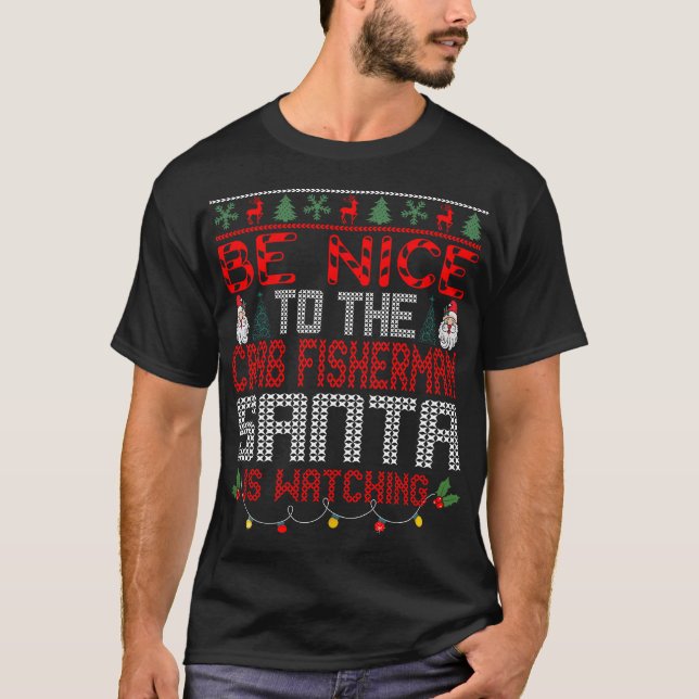 Christmas Santa Claus Crab Fisherman Gift  T-Shirt (Vorderseite)