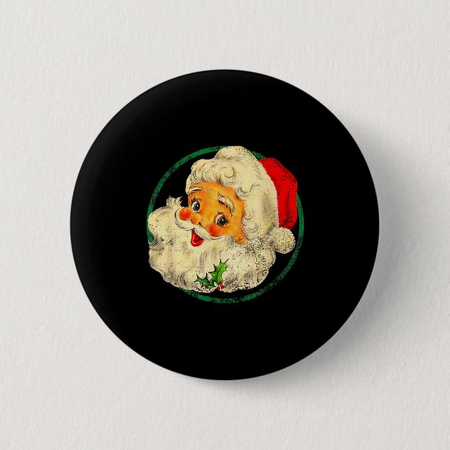 Christmas Santa Claus Face Old Fashioned Pajamas H Button (Vorderseite)