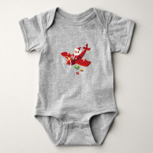 Christmas Santa Claus Pilot Flying Airplane Gift Baby Strampler