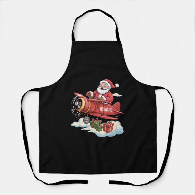 Christmas Santa Claus Pilot Flying Airplane Gift Schürze (Vorderseite)