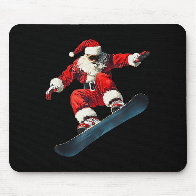 Christmas Santa Claus Snowboard Snowboarding Snowb Mousepad (Vorne)