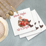 Christmas Santa Claus Winking Silent Night Serviette<br><div class="desc">Vintage Minimal Watercolor Santa Claus sitting on Modern Elegant Typography Silent Night! All is Bright! paper napkins.  Matching products available.</div>