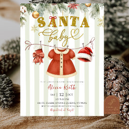 Christmas Santa Clothesline Girl Baby Shower Einladung