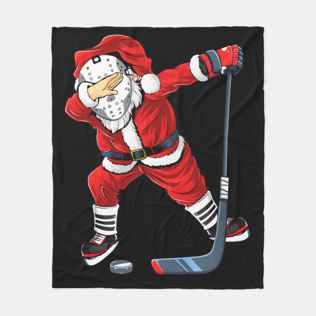 Christmas Santa Dabbing Hockey Player Boys Kids Da Fleecedecke (Vorderseite)