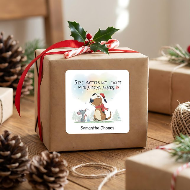 Christmas santa dog watercolor festive quadratischer aufkleber (Von Creator hochgeladen)