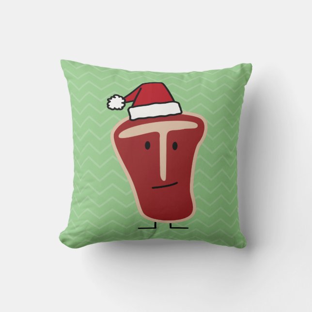 Christmas Santa Hat T-Bone Steak meat protein Kissen (Vorderseite)