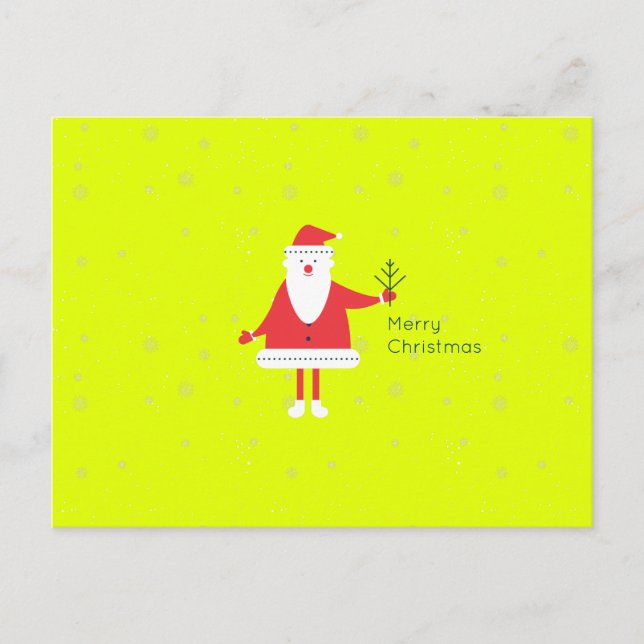Christmas Santa Modern Flat Custom Color EDITABLE Feiertagspostkarte (Vorderseite)