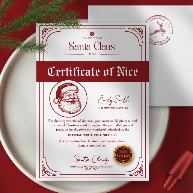 Christmas Santa Nice List Certificate Einladung (Von Creator hochgeladen)