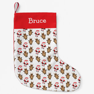 Christmas Santa Reindeer personalize White Kleiner Weihnachtsstrumpf