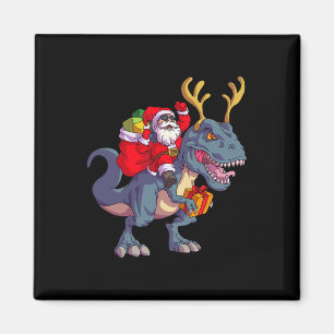 Christmas Santa Riding Dinosaur Deer Xmas Kids Boy Magnet