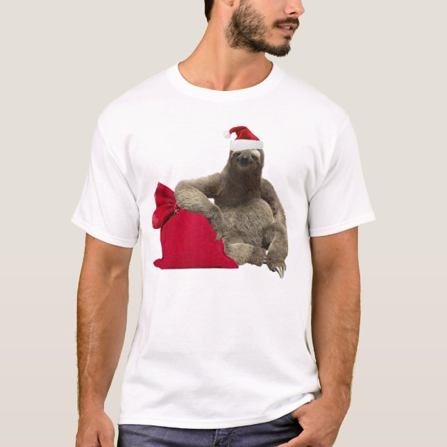 Christmas Santa Sloth T-Shirt (Vorderseite)
