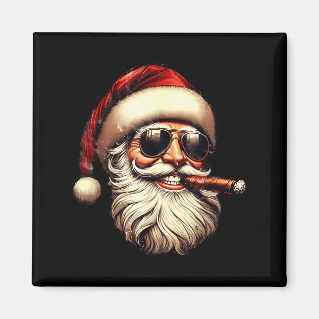 Christmas Santa Smoking Cigar With Sungl Cigar Smo Magnet (Vorne)