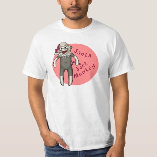 Christmas Santa Sock Monkey T-Shirt (Vorderseite)