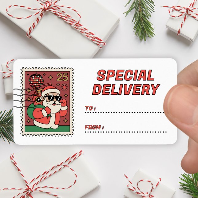 Christmas Santa Stamp Special Delivery Sticker Adressaufkleber (Von Creator hochgeladen)
