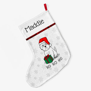 Christmas Santa West Highland White Terrier Westie Großer Weihnachtsstrumpf