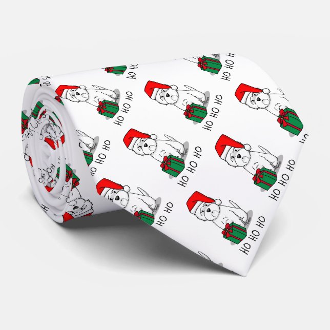 Christmas Santa West Highland White Terrier Westie Krawatte (Gerollt)