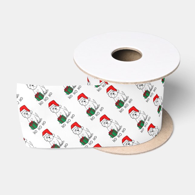 Christmas Santa West Highland White Terrier Westie Satinband (Spule)
