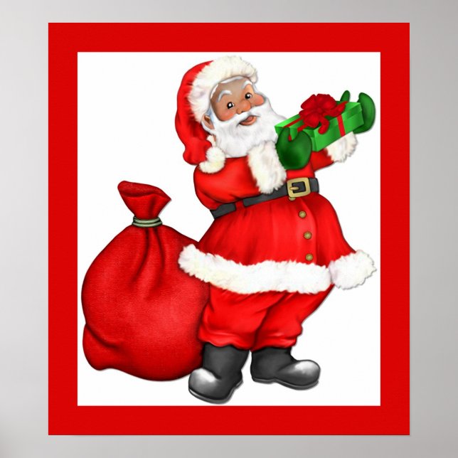 Christmas Santa with Gift Poster (Vorne)