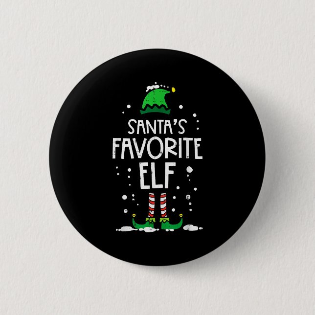 Christmas Santas Favorite Elf Xmas Matching Kids M Button (Vorderseite)