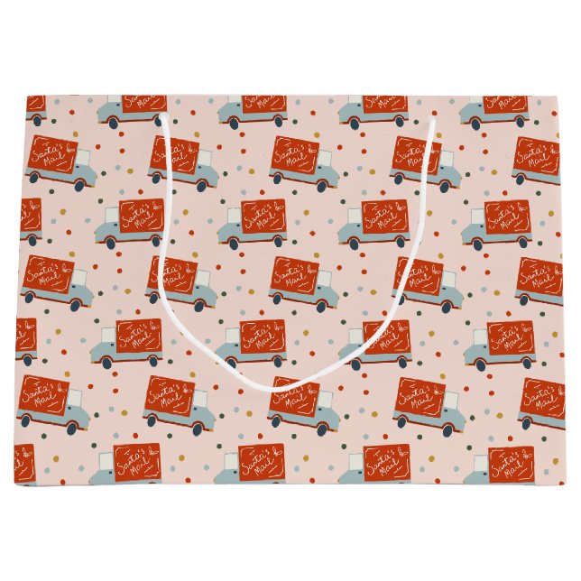 Christmas Santa's Mail Truck Illustration Gift Bag Große Geschenktüte (Vorderseite)