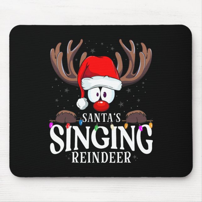 Christmas Santa's Singing Reindeer Matching X-mas  Mousepad (Vorne)